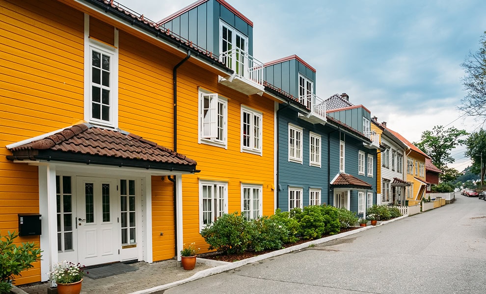 bergen norway colorful facades licenced stock image