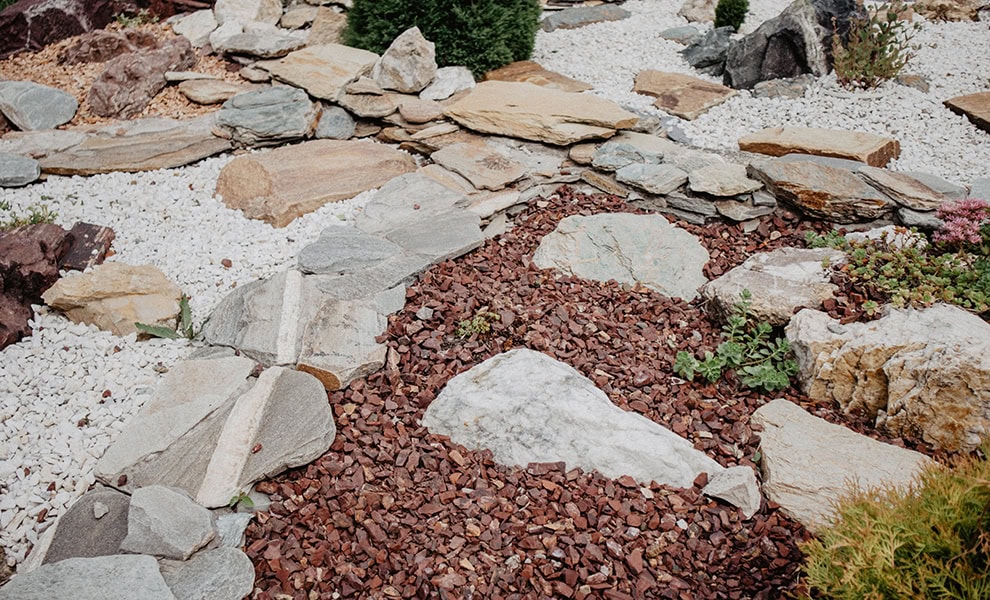 basic autonomy different stones for mulch licenced stock image