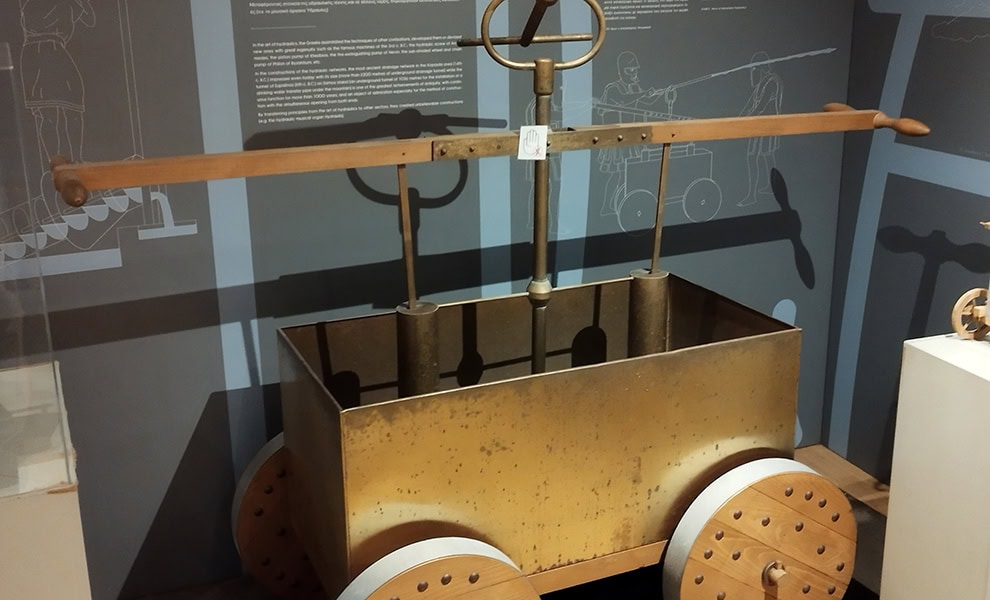 Ctesibius and Heron's fire pump, Kotsanas Museum by Aga39memnon