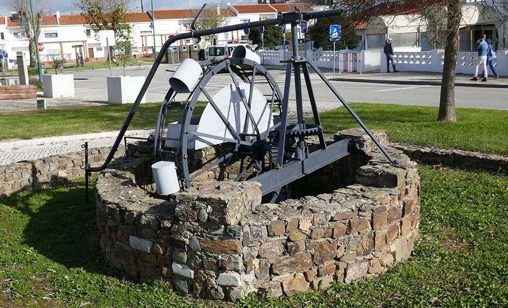 Noria de sangre (Persian wheel) in front of the Aljezur Town Hall (Algarve, Portugal) by Wilrooij